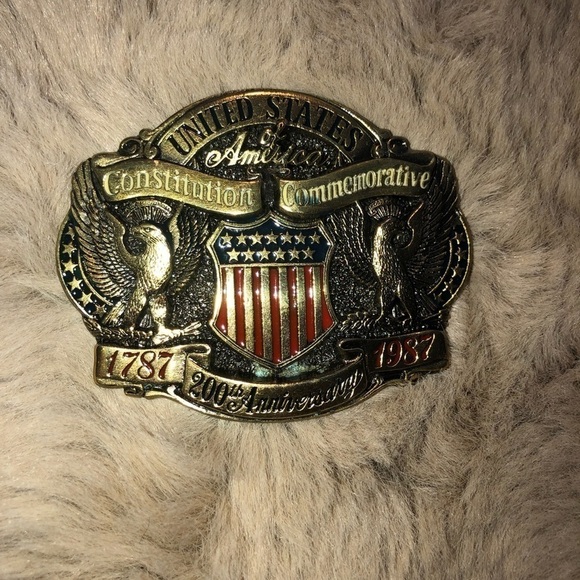 VTG US Constitution Commemorative Brass Belt Buckle 200 Years 1787 1987 - Picture 2 of 5